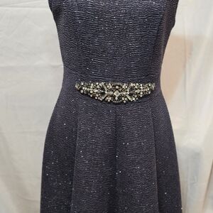 Eliza J Elegant Charcoal Sleeveless Beaded Women's Dress 37" L f/HPS